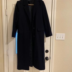 Navy blue long wool coat